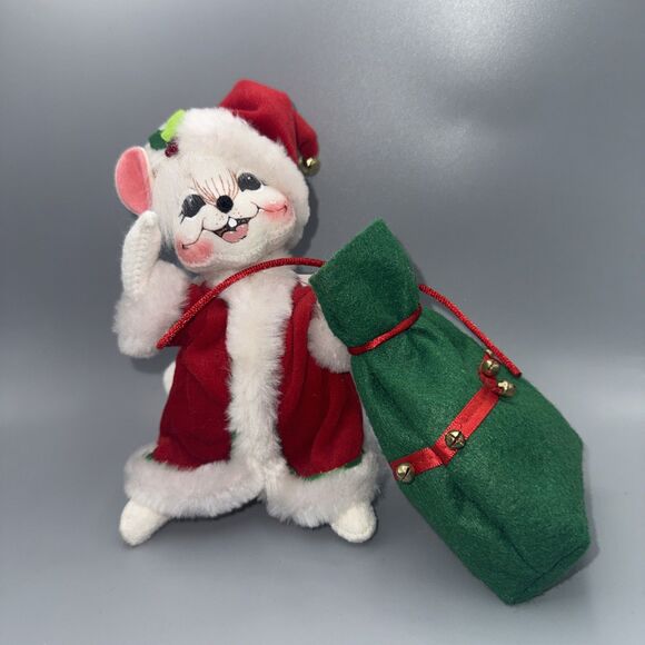 Other - Annalee Dolls Christmas Santa Claus 6 Inch Green Sack & Jingle Bell  w/tag 2006